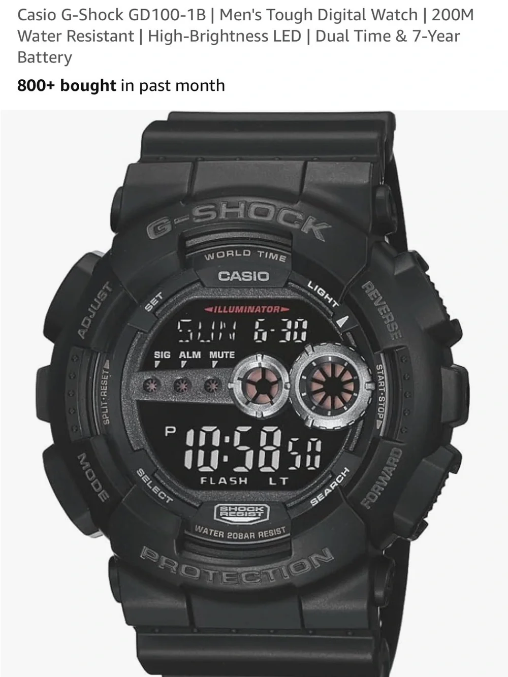 Casio Black G-Shock GD100-1B Digital Sport Watch